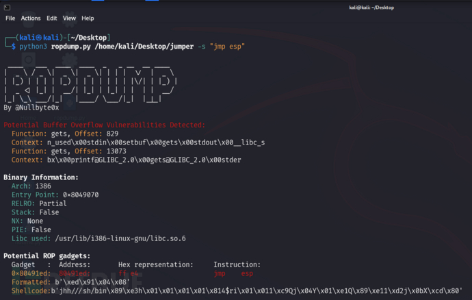 Ropdump：针对二进制可执行文件的安全检测工具插图3