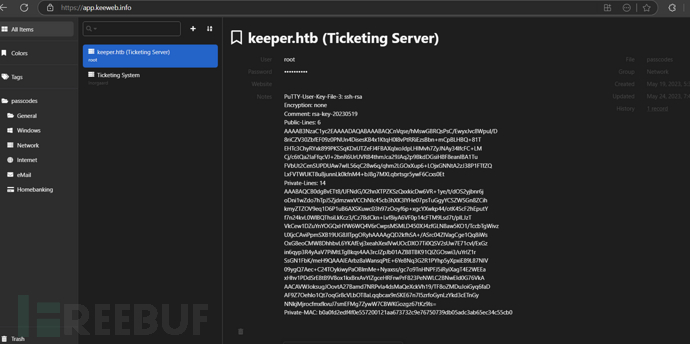 [Meachines] [Easy] Keeper Request Tracker (RT)+KeePass进程残留主密钥泄露+PUTTY-PPK转i…插图8
