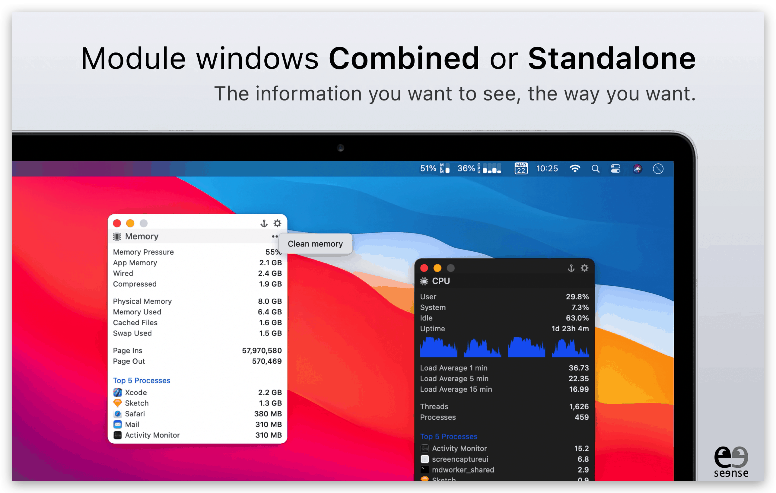 MenuBar Stats for Mac v3.8.5 菜单栏系统监视器插图3