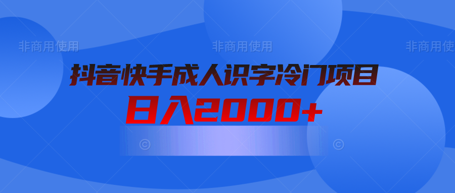 抖音快手成人识字冷门项目日入2000+插图