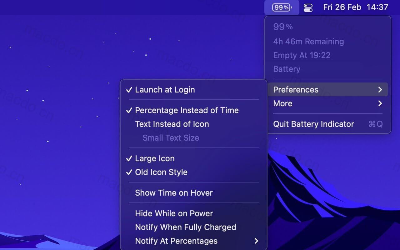 Battery Indicator for Mac v2.16.1 电池百分比显示插图2