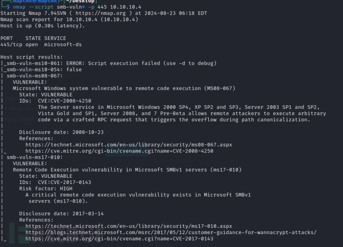 [Meachines] [Easy] Legacy nmap 漏洞扫描脚本深度发现+MS08-067插图