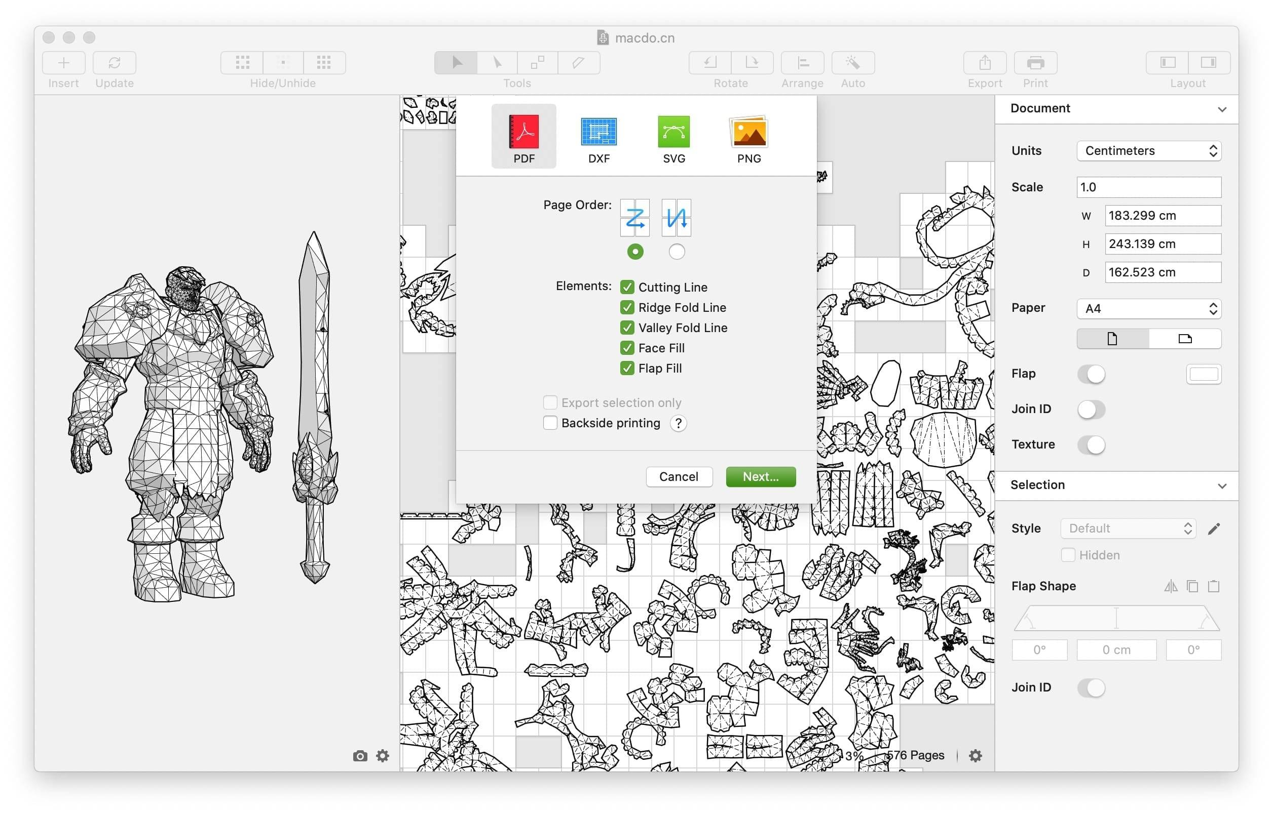 Unfolder for Mac v1.10.4 将3D模型展开为2D平面图插图2