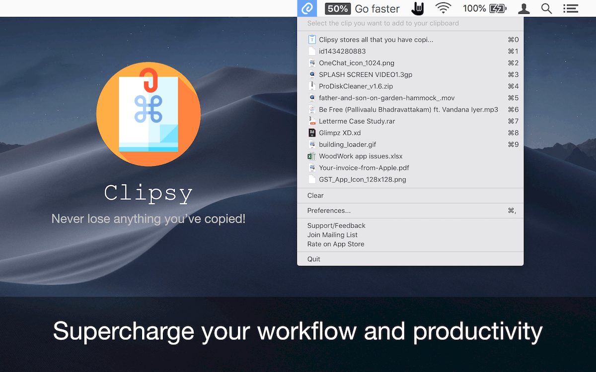 Clipsy for Mac v2.1 剪切板管理插图1