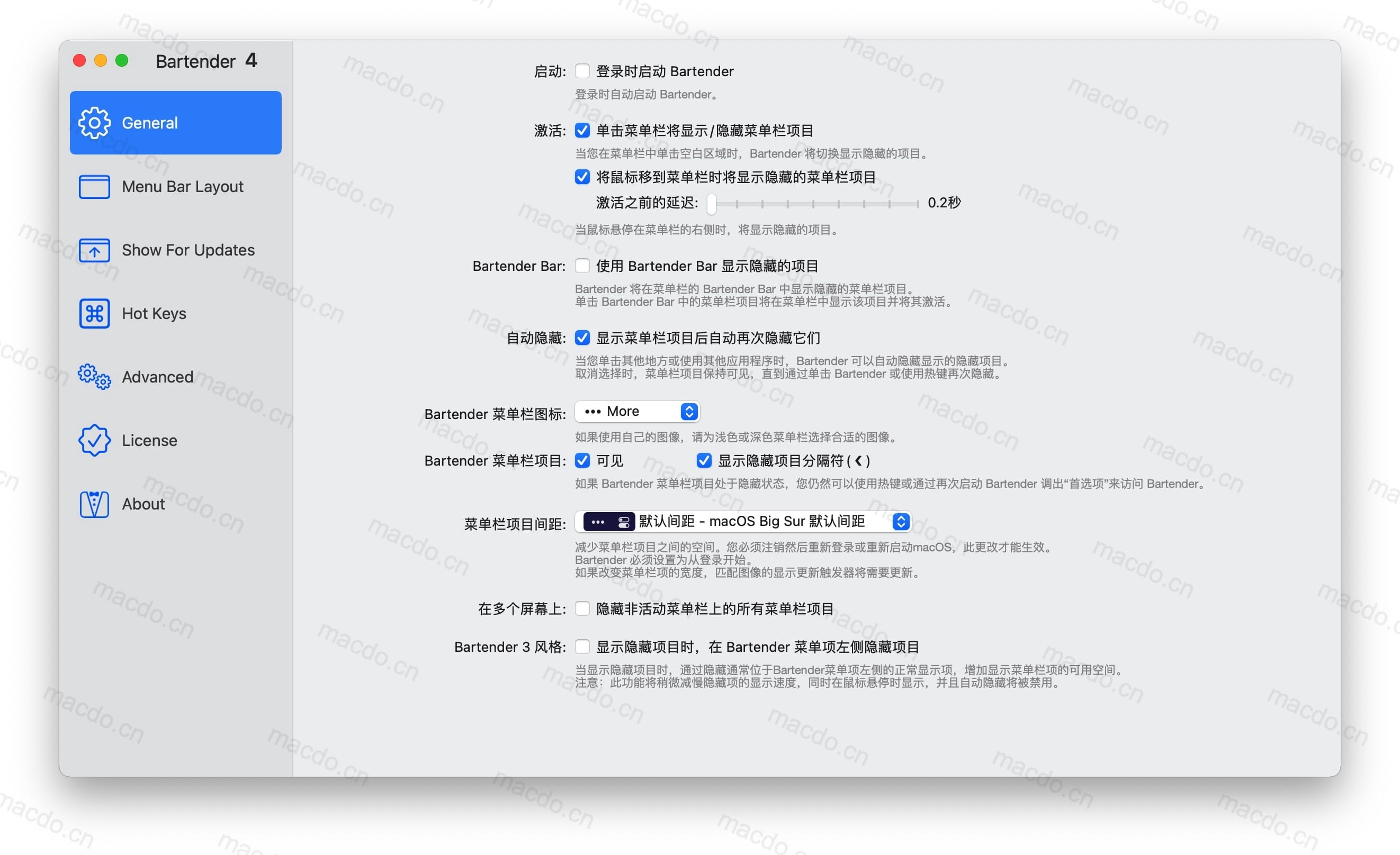 Bartender 5 for Mac v5.0.49 菜单栏管理工具插图1