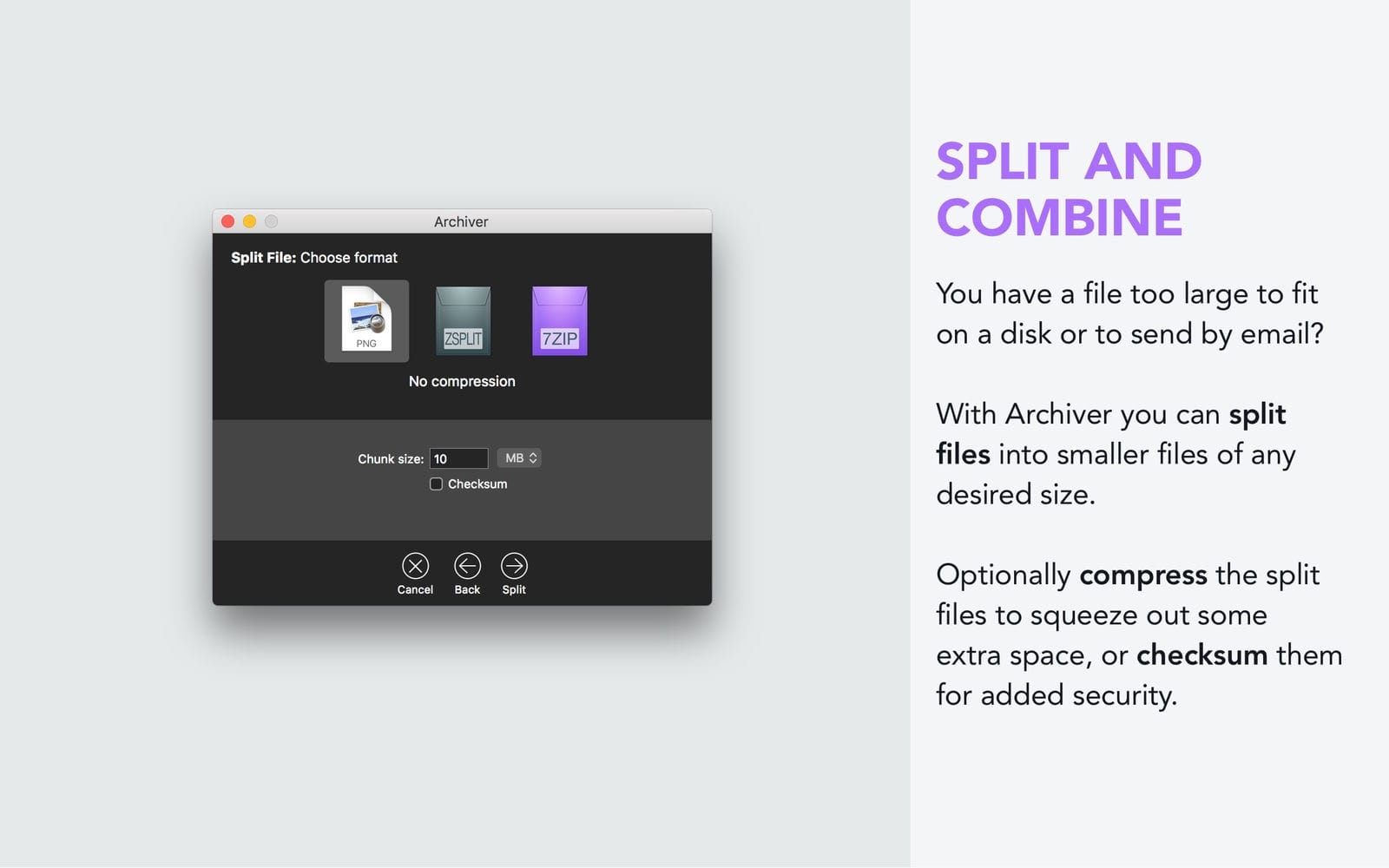 Archiver for Mac v4.0.0 fix 分割合并解压缩工具插图1