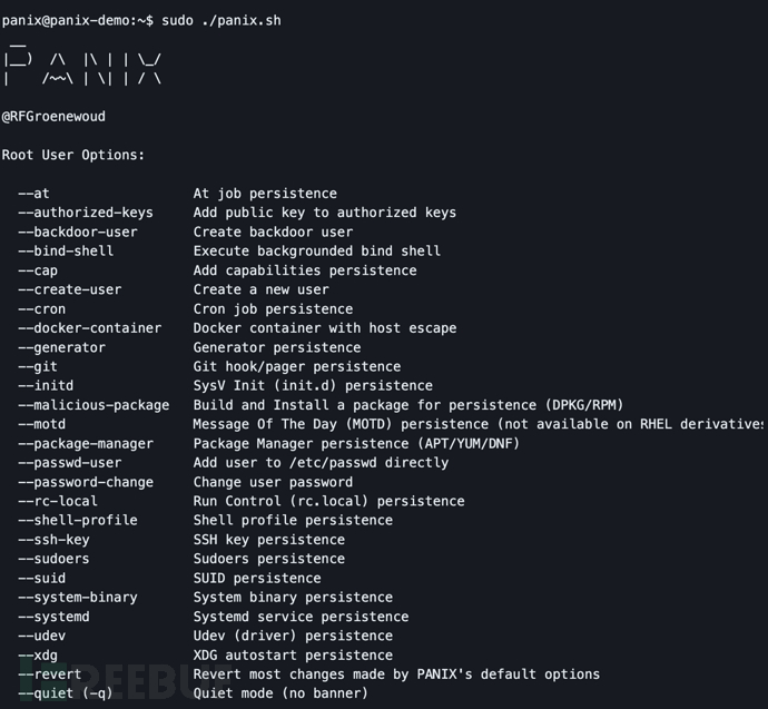 PANIX：用于安全研究和渗透测试的高度可定制Linux持久性工具插图1
