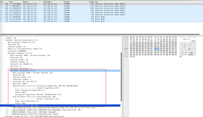 密评 | IPSec流量包分析以及对各个消息的手工解析插图9