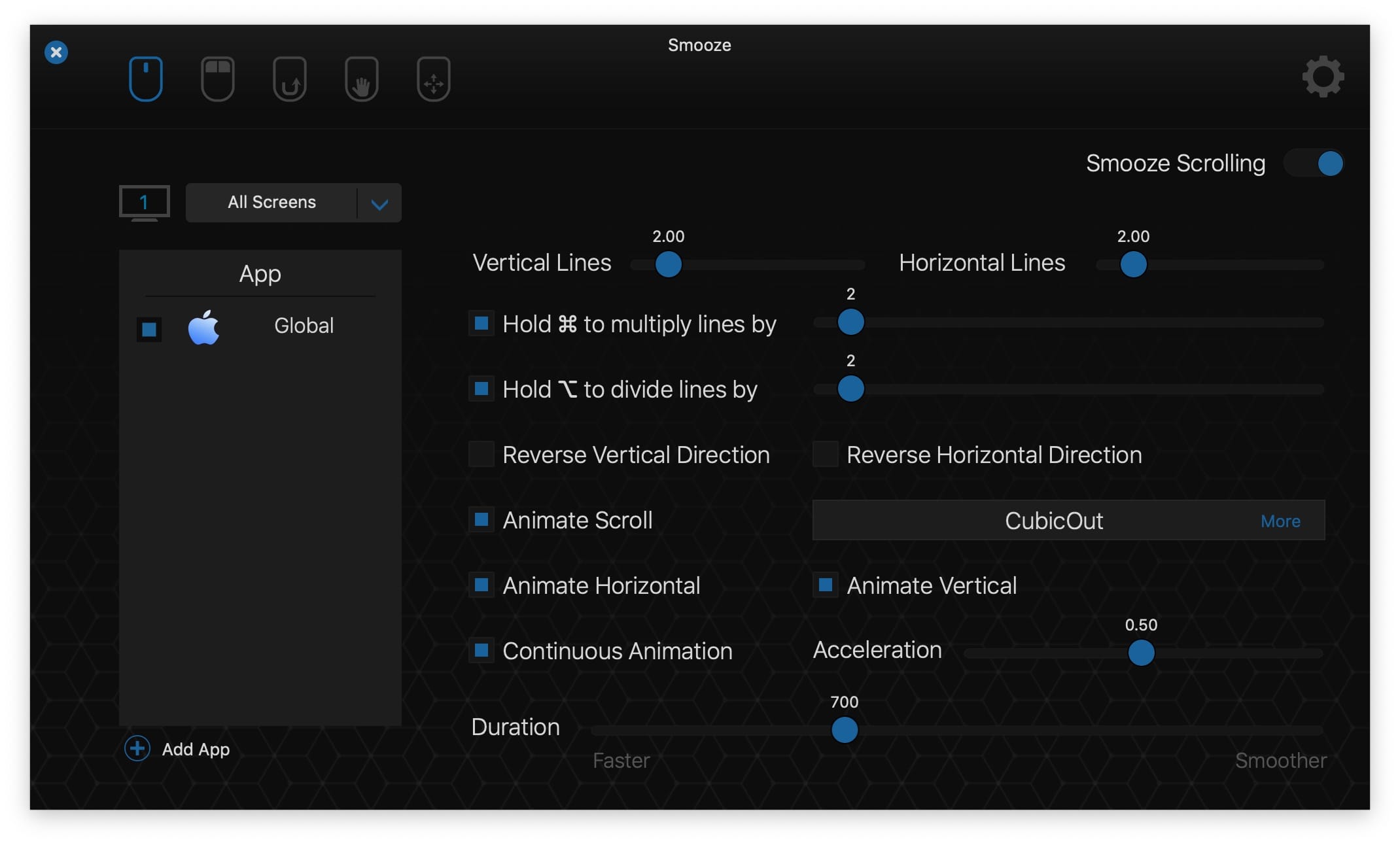 Smooze for Mac v1.9.24 Mac鼠标平滑滚动神器插图1