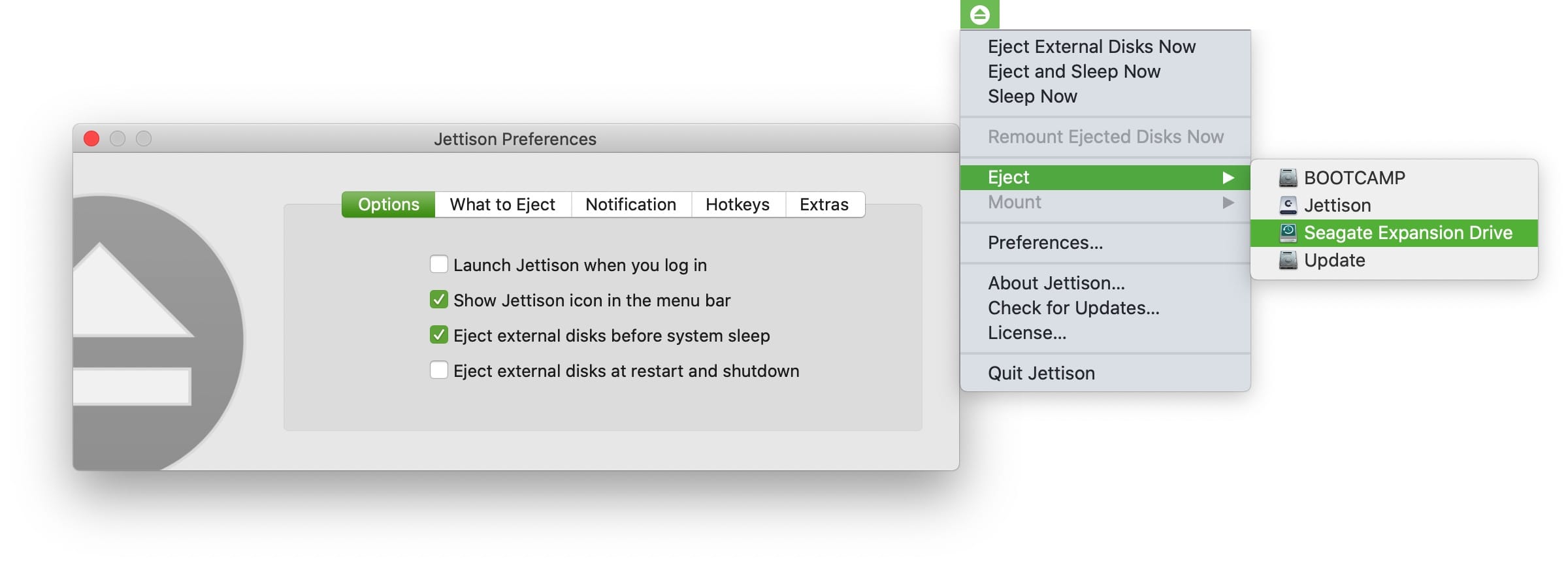 Jettison for Mac v1.8.4 自动弹出U盘等外部设备插图1