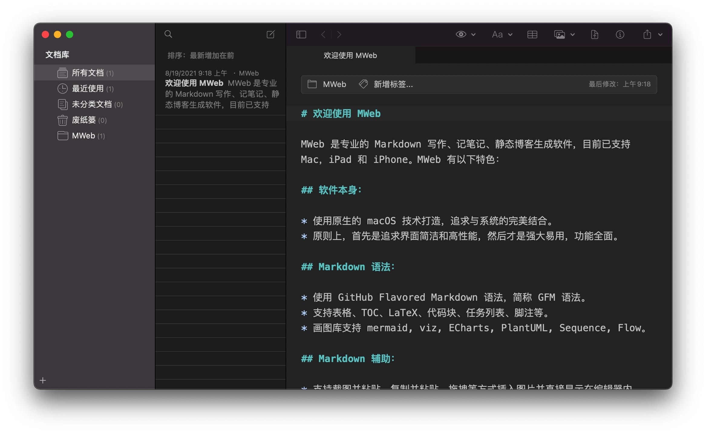 MWeb Pro for Mac v4.5.9 Markdown编辑与发布软件插图1