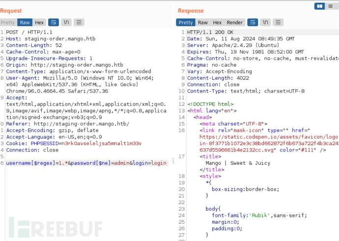 [Meachines] [Medium] Mango PHP弱比较绕过+MongoDB注入+TRP0…插图5