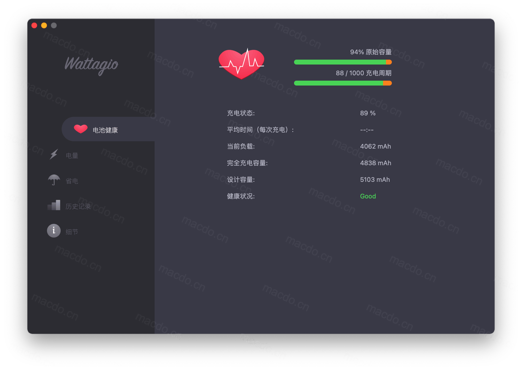 Wattagio for Mac v1.12.11 Mac电池管理软件插图2