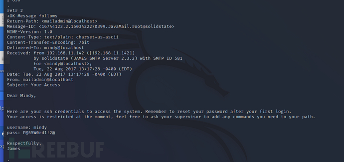 [Vulnhub]Solid-State POP3邮件服务(James)+rbash逃逸插图1