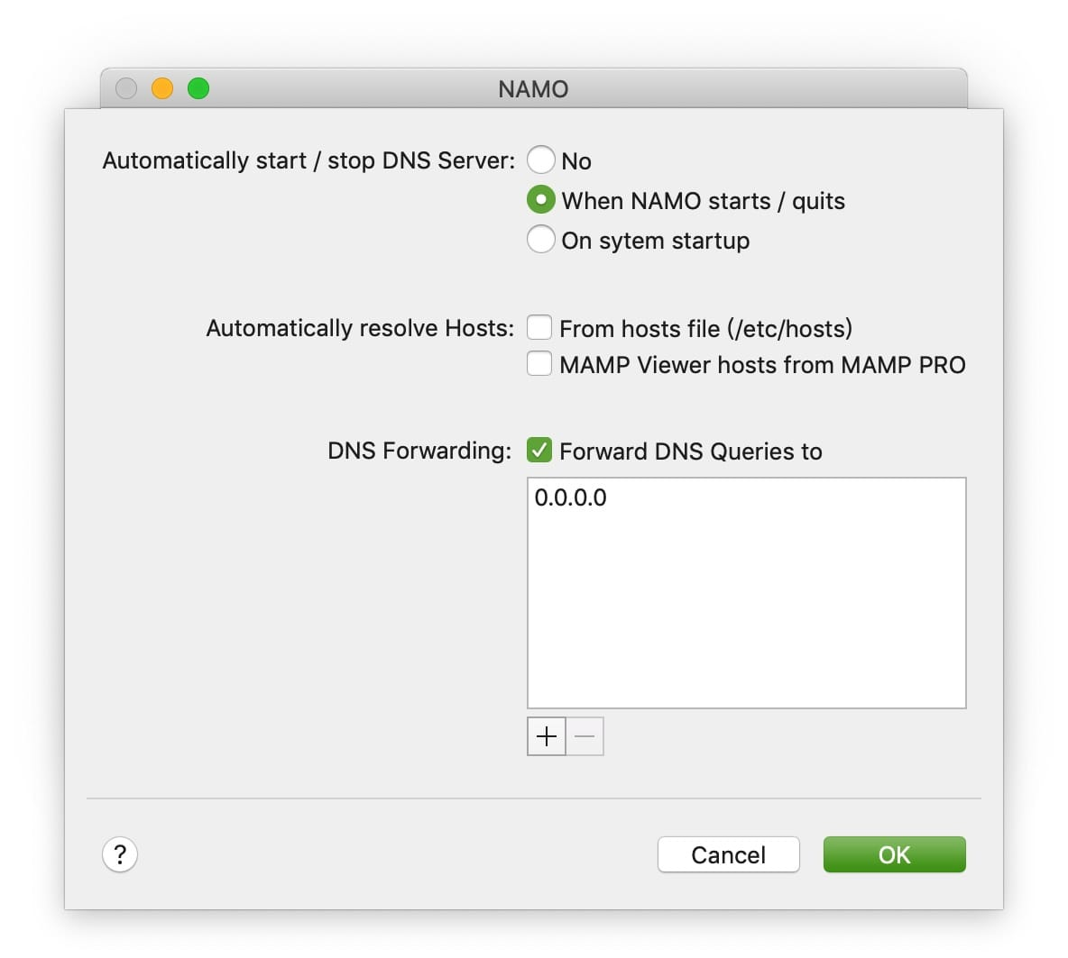 NAMO for Mac v2.0.1 Mac上本地DNS服务器工具插图1