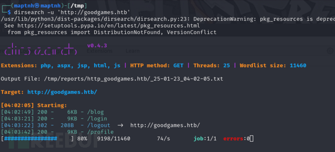 [Meachines] [Easy] GoodGames SQLI+Flask SSTI+Docker逃逸权限提升插图1